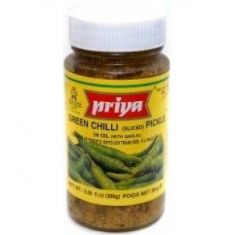 Green Chilli (Sliced)  With Garlic Pickle (Priya)  - 300 GM