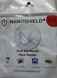 3 pc Adult Anti Bacterial Face Mask (Nanoshield) - 3 Pieces
